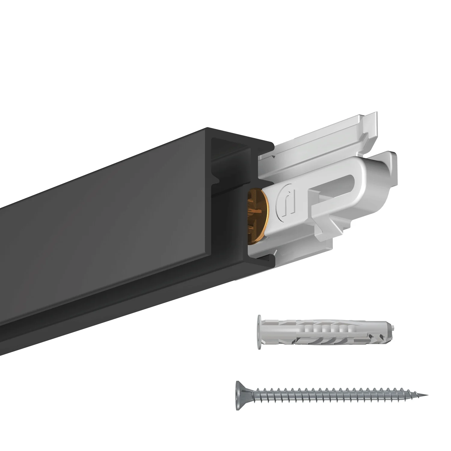 Cimaise Mini-Click Rail R10 200 cm + clips de fixation + vis & chevilles multimatériaux - Cimaise Tableau Newly - Image 3