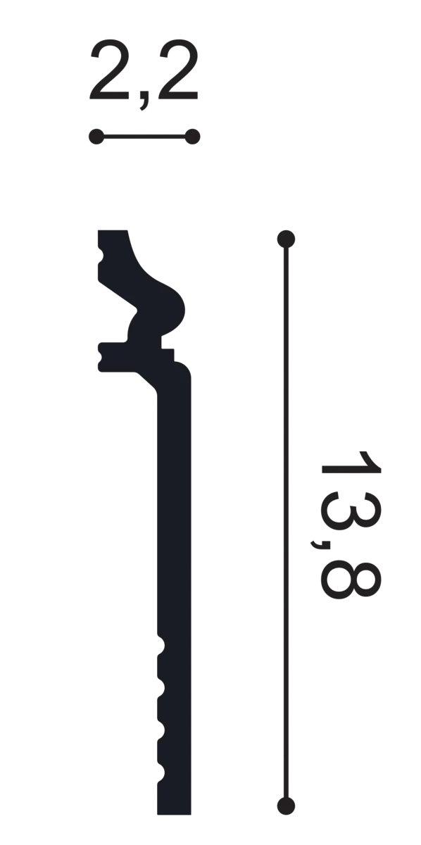 SX186 Plinthe de rénovation Orac Decor - 13,8x2,2x200cm (h x p x L) - surplinthe décorative polymère - Image 4
